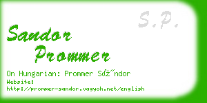 sandor prommer business card